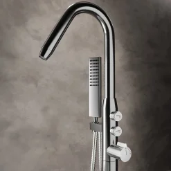 Mitigeur de bain sur pied, Robinet mélangeur design sur pied pour baignoire - NT7752 - Chrome