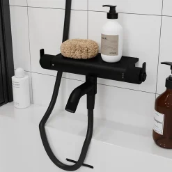 Mitigeur de bain thermostatique, noir, GoodHome Selenga