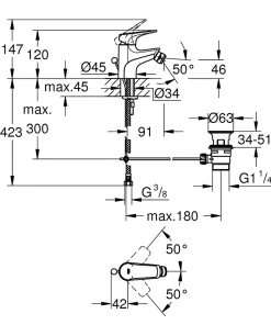 Mitigeur de bidet chromé Start Flow Grohe