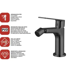 Mitigeur de bidet SKY BATH noir cristal PVD série GLORY