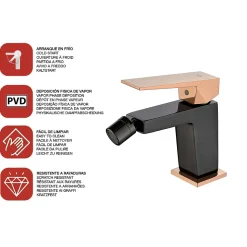 Mitigeur de bidet SKY BATH noir cristal et or rose PVD série INFINITE
