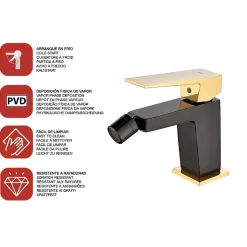 Mitigeur de bidet SKY BATH noir cristal et or PVD série INFINITE