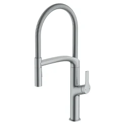 Mitigeur de cuisine avec douchette effet inox GoodHome Arbane