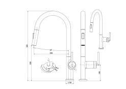Mitigeur de cuisine gun métal avec douchette Essebagno Iconic