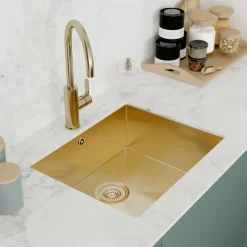 Mitigeur de cuisine laiton doré brossé GoodHome Zanthe