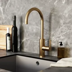 Mitigeur de cuisine laiton doré brossé GoodHome Zanthe