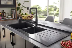 Mitigeur de cuisine noir GoodHome Argania