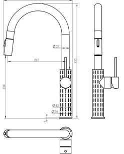 Mitigeur de cuisine noir avec douchette Essebagno Architek
