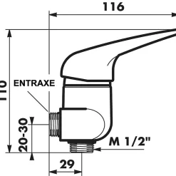 Mitigeur de douche - entraxes 100 à 120 mm - Delabie