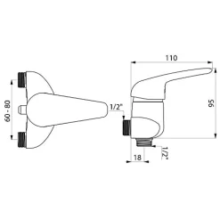 Mitigeur de douche - entraxes 100 à 120 mm - Delabie