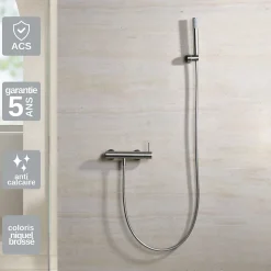 Mitigeur de Douche Anti-Calcaire en Niquel Brossé IMEX MONZA BDM039-5NQ