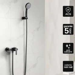 Mitigeur de Douche anti-calcaire Noir Mat IMEX ROMA BDR001-5NG