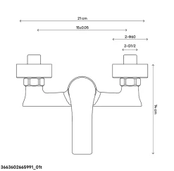 Mitigeur de douche entraxe 150 mm Cook & Lewis Wicie en laiton coloris noir