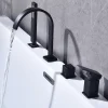 Mitigeur de Douche et Robinet de Douche Bain-Douche 4 Trous Double Sortie Encastre en Laiton Noir Bec Cascade Pivotant 360