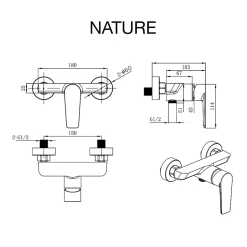 Mitigeur de douche mécanique avec douchette SKY BATH noir mat série NATURE