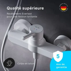 Mitigeur de douche mécanique Robinet Salle de Bain Blanc, FXB20033 X-Joy S AM.PM