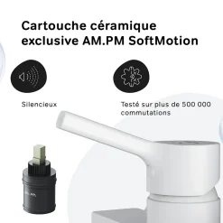 Mitigeur de douche mécanique Robinet Salle de Bain Blanc, FXB20033 X-Joy S AM.PM