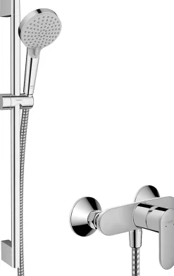 Mitigeur de douche mécanique avec douchette, flexible et barre réglable chrome Hansgrohe Vernis Blend