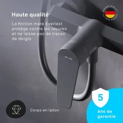 Mitigeur de douche mécanique Robinet Salle de Bain Noir, FTA20022 Hit AM.PM