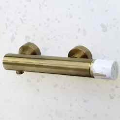 Mitigeur de douche mécanique, doré et marbre blanc, Essebagno Manopola