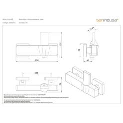 Mitigeur de douche mural design plat épuré SANINDUSA Line 42 chromé livré avec raccords excentrés et rosaces de finition
