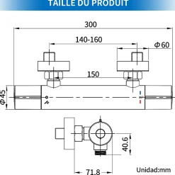 Mitigeur de douche thermostatique securite 38C temperature stable reglage debit separe mural en laiton noir pour douche