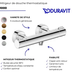Mitigeur de douche thermostatique DURAVIT 1000 doré poli