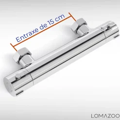 Mitigeur de douche thermostatique chromé - Entraxe 15 cm - avec bouton de sécurité 38C LOMAZOO