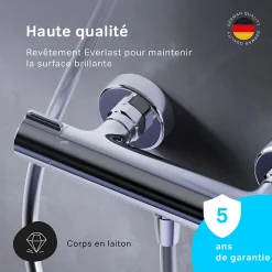 Mitigeur de douche thermostatique Robinet salle de bain Chromé, FGA40000 Gem AM.PM