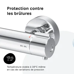Mitigeur de douche thermostatique Robinet salle de bain Chromé, FGA40000 Gem AM.PM