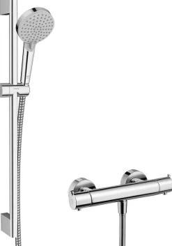 Mitigeur de douche thermostatique avec douchette, flexible et barre réglable chrome Hansgrohe Vernis Blend
