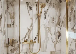 Mitigeur de douche thermostatique doré poli, Hansgrohe Ecostat Comfort