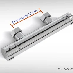 Mitigeur de douche thermostatique chromé - Entraxe 12 cm - avec bouton de sécurité 38C LOMAZOO