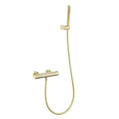 Mitigeur de douche thermostatique avec douchette SKY BATH or brossé Inox S304 série SUPREME