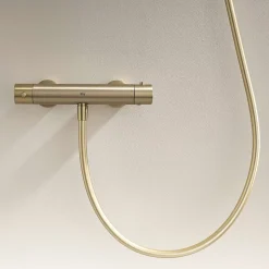 Mitigeur de douche thermostatique avec douchette SKY BATH or brossé Inox S304 série SUPREME