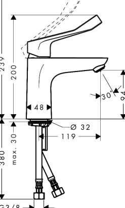 Mitigeur de lavabo 100 CH3 CoolStart avec poignée extra longue, chrome, Hansgrohe Focus