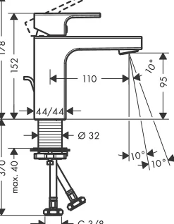 Mitigeur de lavabo 100 Hansgrohe Vernis Shape chromé