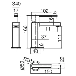 Mitigeur de Lavabo Anti-Calcaire Bec Bas Or Brossé IMEX ROMA BDR001-1OC