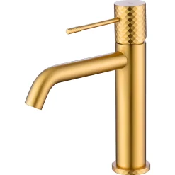 Mitigeur de Lavabo Anti-Calcaire Bec Bas Or Brossé IMEX GENOVA BDG053-1OC