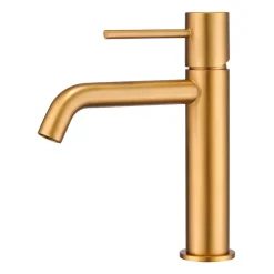 Mitigeur de Lavabo Anti-Calcaire Bec Bas Or Brossé IMEX MONZA BDM039-1OC