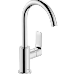 Mitigeur de lavabo avec bec orientable, tirette et vidage chromé, Hansgrohe Rebris E 210
