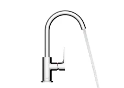 Mitigeur de lavabo avec bec orientable, tirette et vidage chromé, Hansgrohe Rebris E 210
