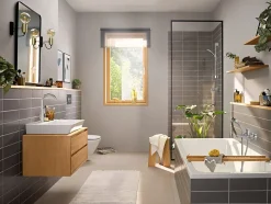 Mitigeur de lavabo avec bec orientable, tirette et vidage chromé, Hansgrohe Rebris E 210