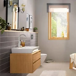 Mitigeur de lavabo avec bec orientable, tirette et vidage chromé, Hansgrohe Rebris E 210