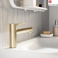 Mitigeur de lavabo avec mousseur orientable, taille M, doré, H.14,3 cm, GoodHome Maza