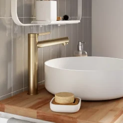 Mitigeur de lavabo avec mousseur orientable, taille XL, doré, H.25,7 cm, GoodHome Maza