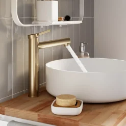 Mitigeur de lavabo avec mousseur orientable, taille XL, doré, H.25,7 cm, GoodHome Maza