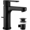 Mitigeur de lavabo avec Tirette de Vidage, Bonde Incluse, Auralum Max Robinet Salle de Bain Noir Robinetterie en Laiton
