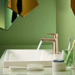 Mitigeur de lavabo avec tirette et vidage bronze brossé, Hansgrohe Talis E 110 EcoSmart