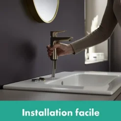 Mitigeur de lavabo avec tirette et vidage bronze brossé, Hansgrohe Talis E 110 EcoSmart